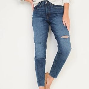 OLD NAVY Curvy High-Waisted O.G. Straight Ripped Jeans sz 10P